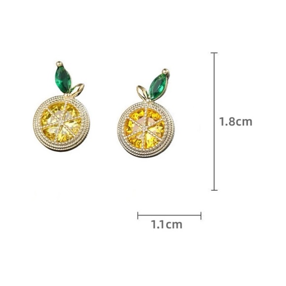 Cubic Zirconia Lemon Stud Earrings - Picture 4 of 4